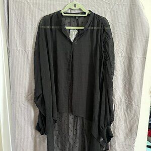 Express high low sheer embroidered blouse, Size L, black NWT